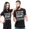Couple Matching Shirts Boyfriend Girlfriend His her Funny Set Gift Tees Men XL - Women Large Black view 1