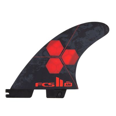 FCS II Al Merrick Thruster Surfboard Fin Set PC Construction for Speed, Drive & Power, Ideal for Steep Hollow Waves (Red, Small)