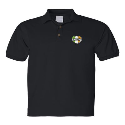 ALLNTRENDS Men's Polo T Shirt Ireland Embroidered Irish St Patricks Embroidery (2XL, Black)