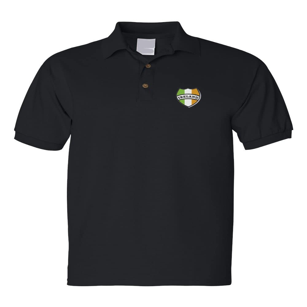 ALLNTRENDS Men's Polo T Shirt Ireland Embroidered Irish St Patricks Embroidery (2XL, Black)