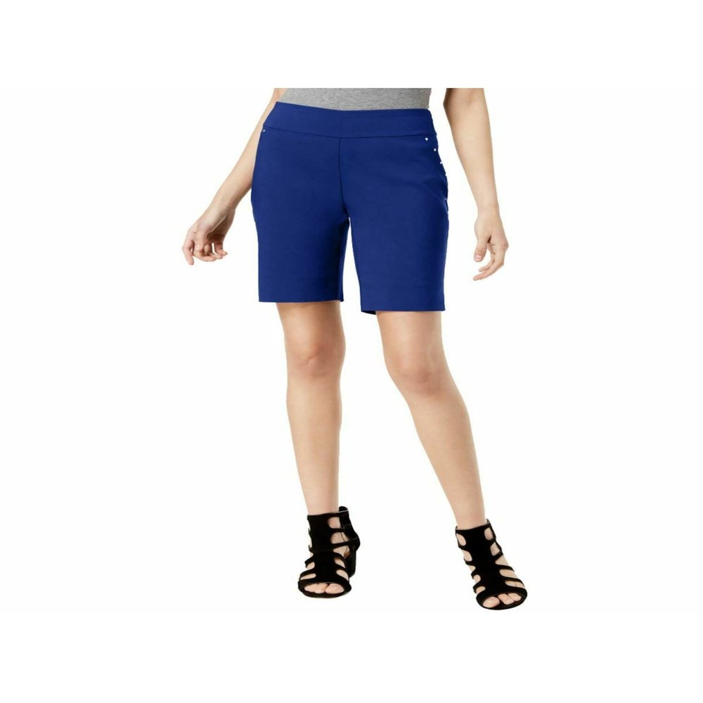 Curvy Fit Stud Trim Bermuda Shorts Bright Blue 10