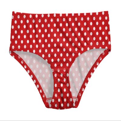 City Threads Girls Swim Brief Bottom UPF 50+ Rash Guard Bathing Suit Soft Comfortable Durable Made in USA, Red with White Polkadot, 14Y