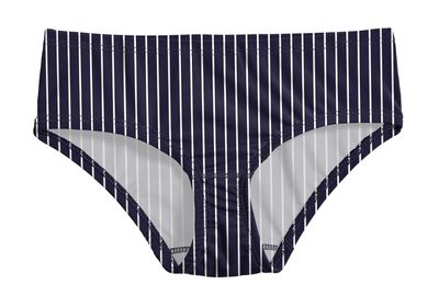 City Threads Girls Swim Brief Bottom UPF 50+ Rash Guard Bathing Suit Soft Comfortable Durable Made in USA, Marine Navy with White Stripes, 16Y
