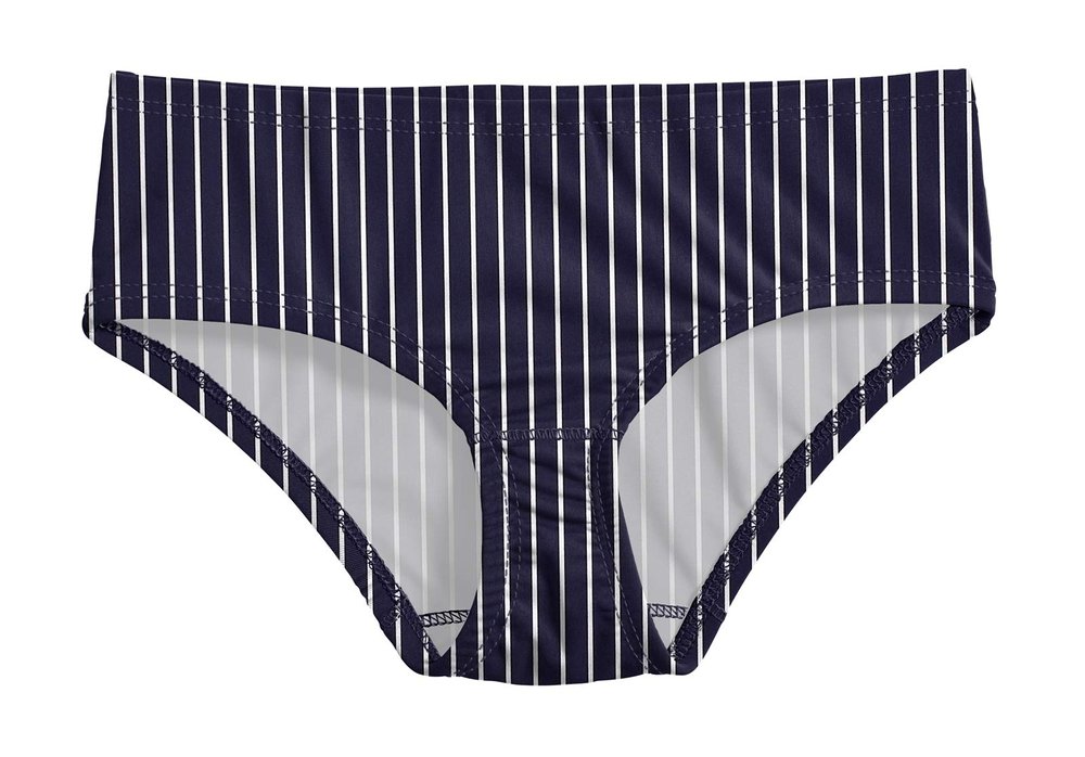City Threads Girls Swim Brief Bottom UPF 50+ Rash Guard Bathing Suit Soft Comfortable Durable Made in USA, Marine Navy with White Stripes, 16Y
