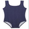 City Threads Girls One Piece Swimsuits UPF 50+, Made in The USA Swimwear, Girls Bathing Suits (Navy/White Polka Dot, 4)
