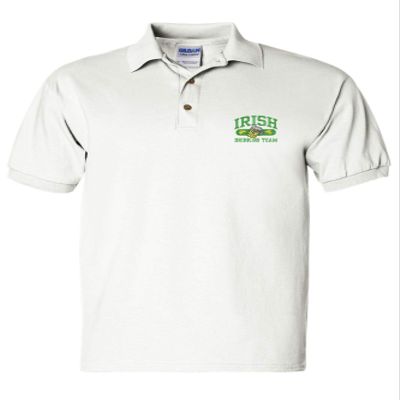 ALLNTRENDS Men's Polo T Shirt Irish Drinking Beer Embroidered St Patrick's Day (S, White)