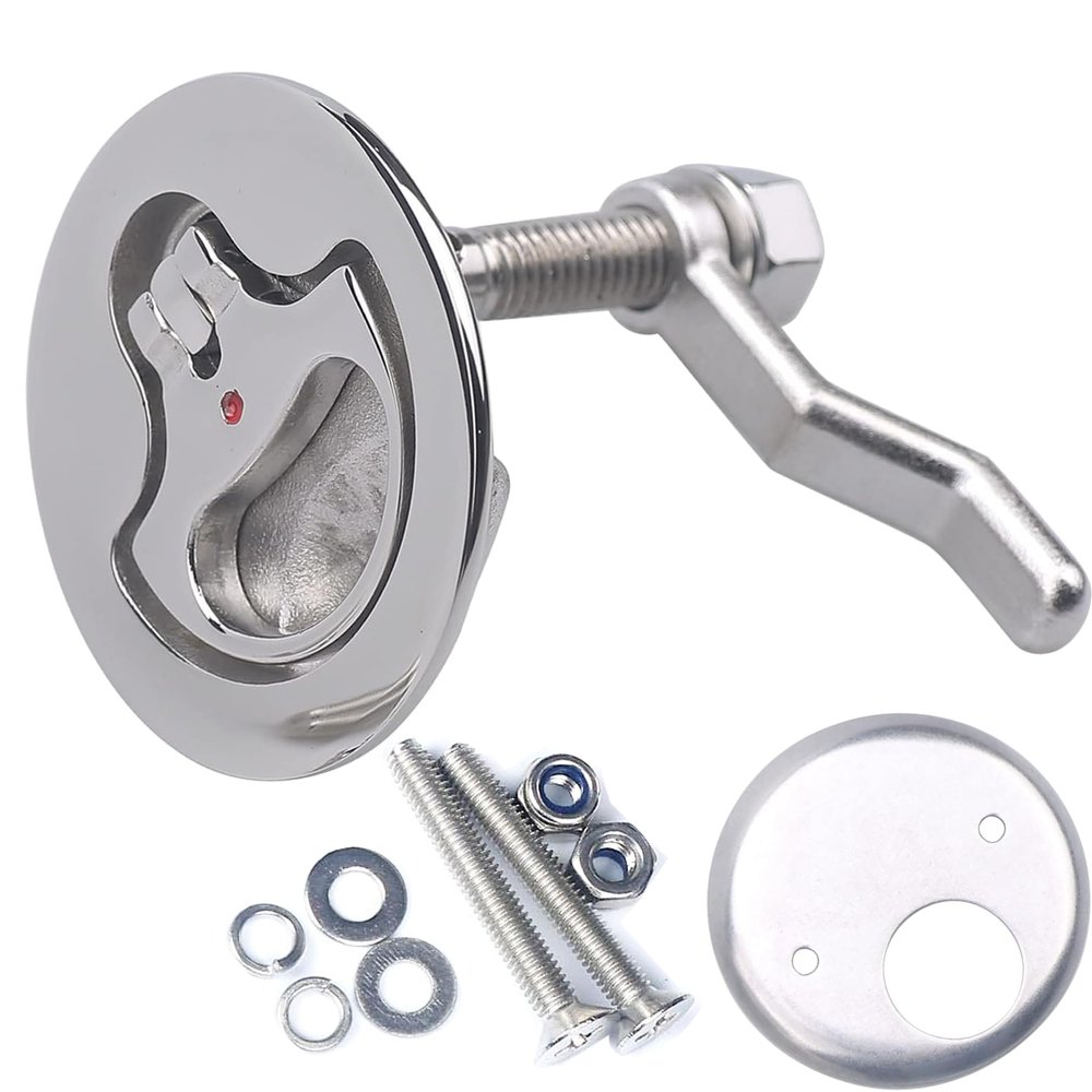 MX Boat Cam Latch,Marine Hatch Latch Flush Pull Handle Latch Stainless Steel W/Fasteners 1PCS