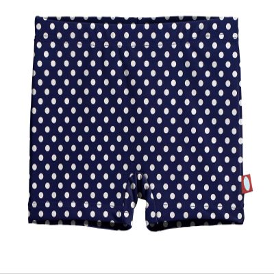 City Threads Girls Swim Boy Short Bottom UPF 50+ Comfortable Durable Soft Made in USA, Navy W. White Polka Dot, 14Y