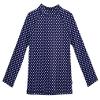 Made in USA Long Sleeve Girls' Rashguard Swimming Suit Swim Tshirt Tee UPF50+ Sun Protection for Beach Pool Summer Fun, Navy w. White Polkadot, 5 view 1