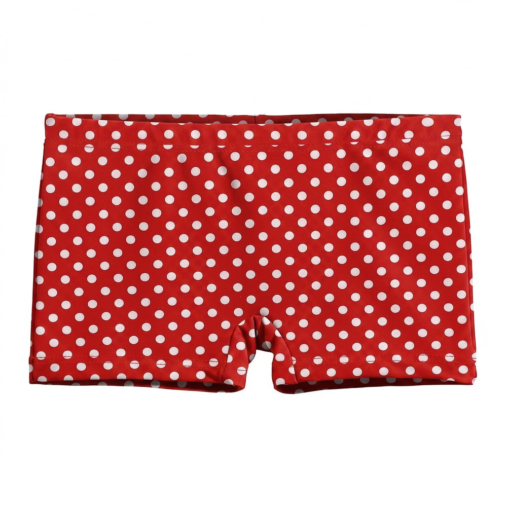 City Threads Girls Swim Shorts, UPF 50+ Swim Pants for Girls, Made in USA Swimsuit Shorts (Red/White Polka Dot, 5)