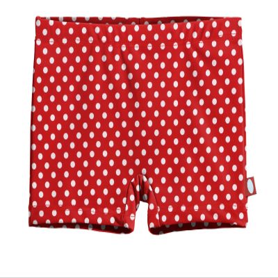 City Threads Girls Swim Shorts, UPF 50+ Swim Pants for Girls, Made in USA Swimsuit Shorts (Red/White Polka Dot, 14)