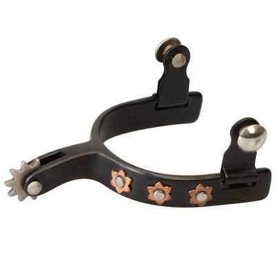 Weaver Leather Youth Spur with Flower Design, Black Floral Spot