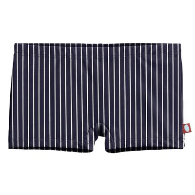 City Threads Girls Swim Shorts, UPF 50+ Swim Pants for Girls, Made in USA Swimsuit Shorts (Marine Navy w/White Stripes, 7)