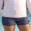 City Threads Girls Swim Shorts, UPF 50+ Swim Pants for Girls, Made in USA Swimsuit Shorts (Marine Navy w/White Stripes, 7) view 2
