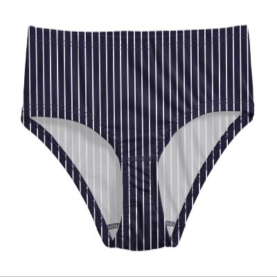 City Threads Girls Swim Brief Bottom UPF 50+ Rash Guard Bathing Suit Soft Comfortable Durable Made in USA, Marine Navy with White Stripes, 6Y