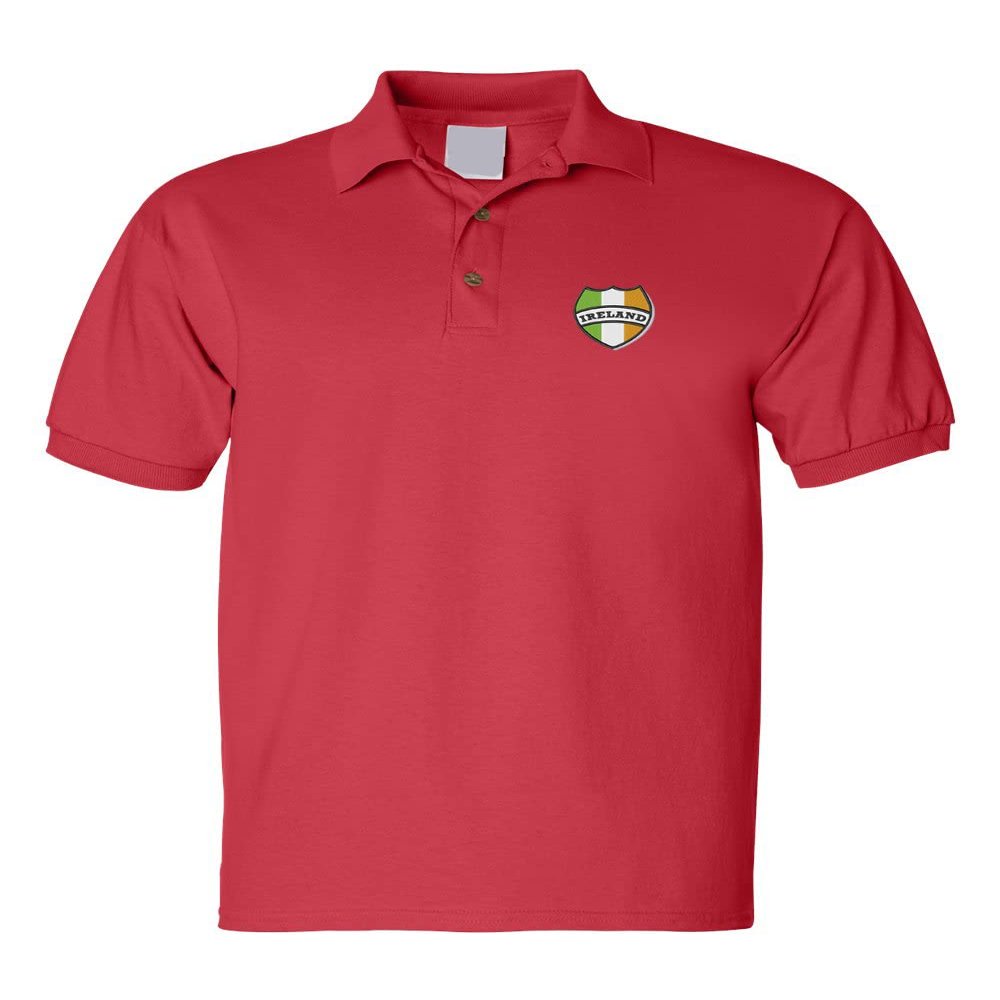 ALLNTRENDS Men's Polo T Shirt Ireland Embroidered Irish St Patricks Embroidery (M, Red)