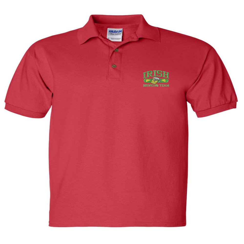 ALLNTRENDS Men's Polo T Shirt Irish Drinking Beer Embroidered St Patrick's Day (XL, Red)