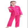 Mergorte Girls Boys Satin Long Sleeve Button-Down Pajamas Set Sleepwear Loungewear Rose 150#7-8Y view 1