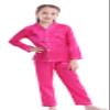 Mergorte Girls Boys Satin Long Sleeve Button-Down Pajamas Set Sleepwear Loungewear Rose 150#7-8Y view 3