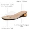 Starella Women's Block Low Heel Clear Mule Sandals Square Toe Transparent Slide Dress Sandal for Office Work Beige EU40/US8.5 view 3