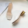 Starella Women's Block Low Heel Clear Mule Sandals Square Toe Transparent Slide Dress Sandal for Office Work Beige EU40/US8.5 view 4