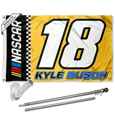 WinCraft Kyle Busch Flag Pole and Mount Bracket Set