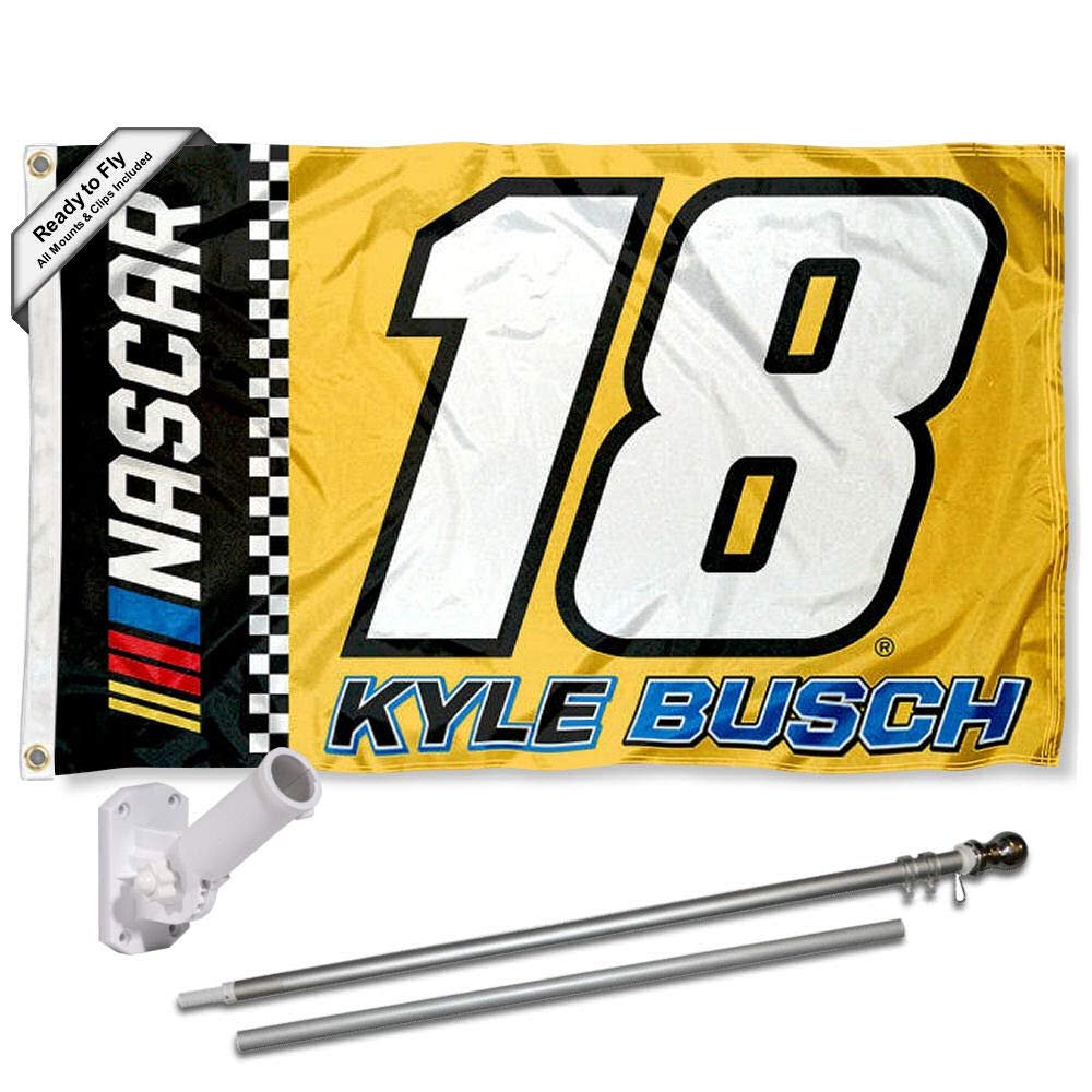 WinCraft Kyle Busch Flag Pole and Mount Bracket Set