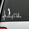 Woman Golfer Heartbeat Lifeline Heart Love White 7.5" Vinyl Decal Sticker Perfect for car Laptop Window Wall yeti Cup view 1