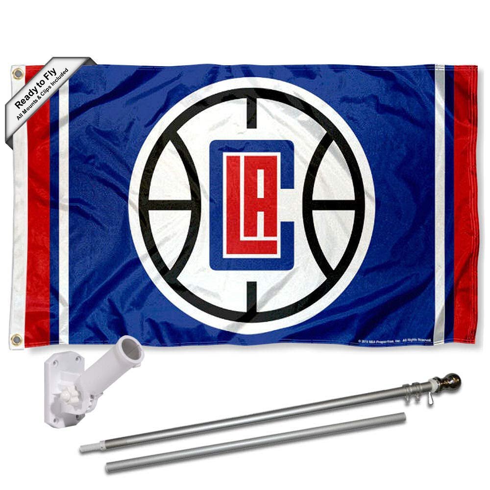 Los Angeles Clippers Flag Pole and Mount Bracket Set