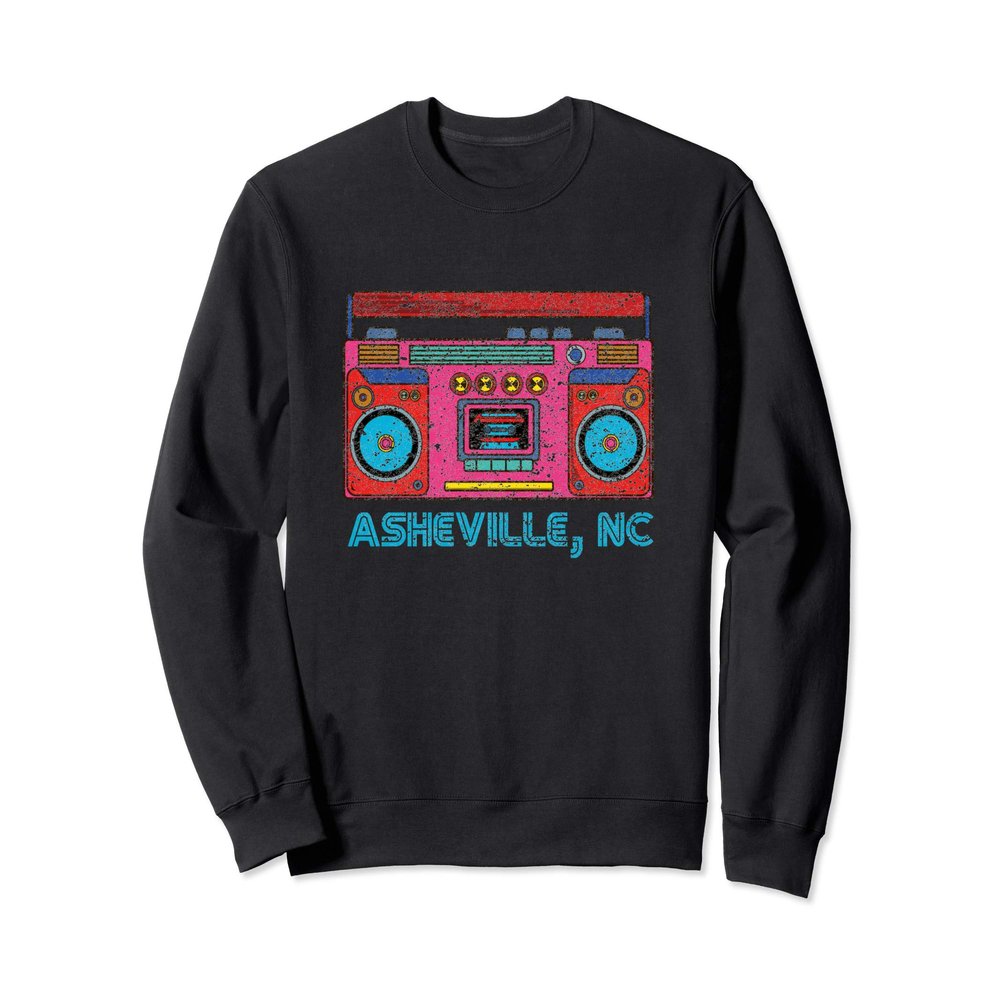 80s 90s Old School Boombox Retro Vintage Asheville NC Gift Sweatshirt