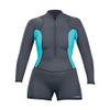 Xcel Womens Axis Front Zip Long Sleeve 1.5/1mm Boy Short Cut Springsuit - Gunmetal/Pistachio | 6 view 1