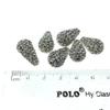 11mm x 18mm White CZ Cubic Zirconia Inlaid Teardrop Shaped Bead with 2mm Holes - Sold Individually view 2