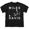 A&E Designs Miles Davis Kids T-Shirt Trumpet Portrait Black Tee, Large view 1