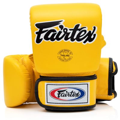 Fairtex TGO3 Muay Thai Boxing Gloves for Men, Women, Kids | Special Open Thumb Design | MMA Gloves| Premium Quality, Light Weight & Shock Absorbent Boxing Gloves (Yellow/XLarge)