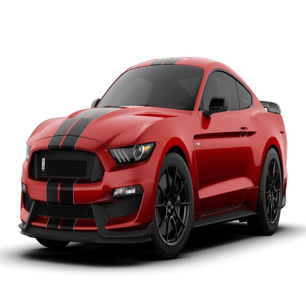 ZIC Motorsports 2019 Ford Mustang Shelby GT350 Car Cutout Heavy Duty Metal Garage Wall Sign - 23 X 10 - Ruby Red with Black Racing Stripes