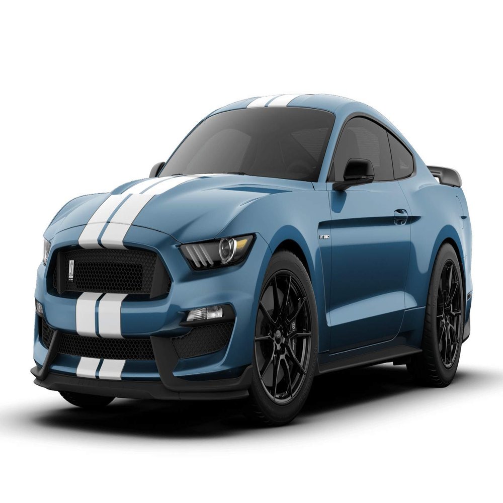 ZIC Motorsports 2019 Ford Mustang Shelby GT350 Car Cutout Heavy Duty Metal Garage Wall Sign - 23 X 10 - Performance Blue with White Racing Stripes