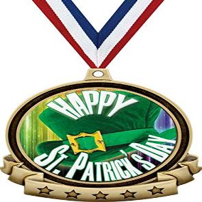 2.6" St. Patrick's Day Banner Gold Medal, Happy St. Patrick's Day Trophy Medal Awards, Great Lucky Shamrock Themed Prizes for Kids 50 Pack Prime