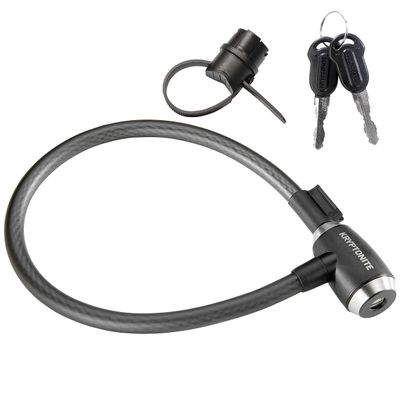 Kryptonite KryptoFlex Bike Lock Cable, 2FT/6FT Long 15mm Thick Heavy Duty Braided Steel Cable Anti-Theft Security Lock for Outdoor Equipment, Combination/Key Bike Lock