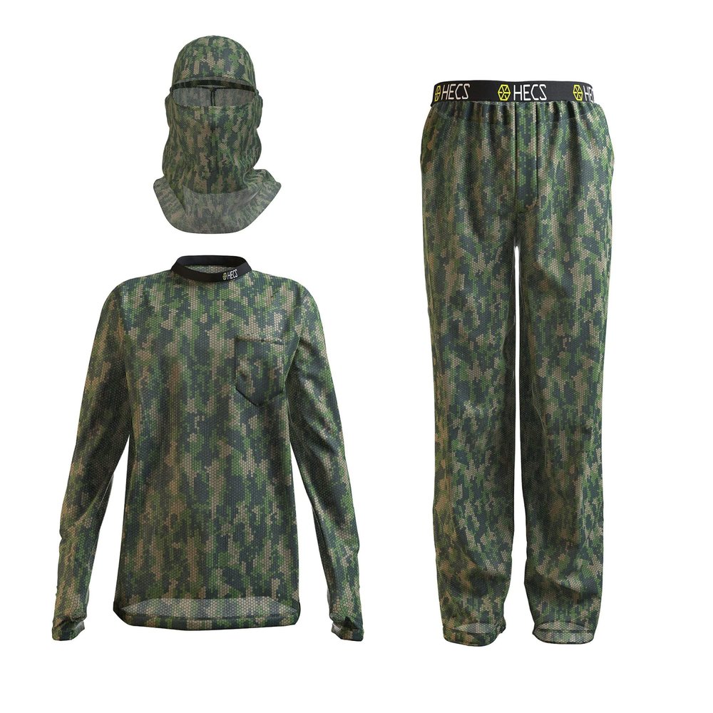 HECS HECSTYLE Lightweight System | Hunting Camo Suit with Bioelectric Shielding | Hunting Clothes for Men | Patented Technology | Mens Hunting Clothes - Small - Green