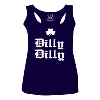 0294. St Patricks Day Dilly Dilly Funny Clover Irish Day Lucky Shamrock Women's Tank Top Racerback (Navy Blue, X Small)
