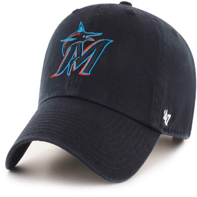 '47 MLB Alternate Clean Up Adjustable Hat, Adult (Miami Marlins Black)