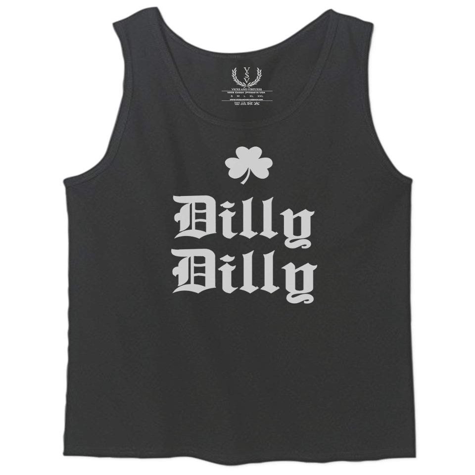 0294. St Patricks Day Dilly Dilly Funny Clover Irish Day Lucky Shamrock Men's Tank Top (Charcoal, Large)