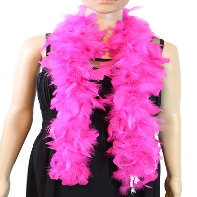 Flydreamfeathers Feather Boa 25 Gram, 4 Feet Long Chandelle Feather Boa, Great for Party, Wedding, Halloween Costume, Christmas Tree, Decoration (Hot Pink Color)
