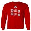 0294. St Patricks Day Dilly Dilly Funny Clover Irish Day Lucky Shamrock Men's Long Sleeve t Shirt (Red, Small) view 1