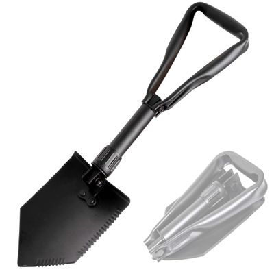USGI Industries Military Style Shovel | Tri-Fold Entrenching Tool with Serrated Edge | Lightweight, Foldable, Compact, Multi-Use Perfect for Camping, Survival, Trenching (E-Tool)