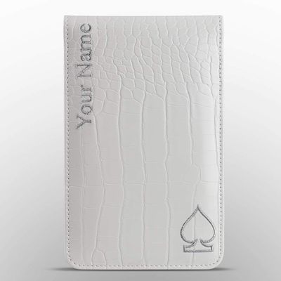CRAFTSMAN GOLF Personized Custom Crocodile Pattern Golf Scorecard Holder and Yardage Book Cover Case Protector (Custom White)