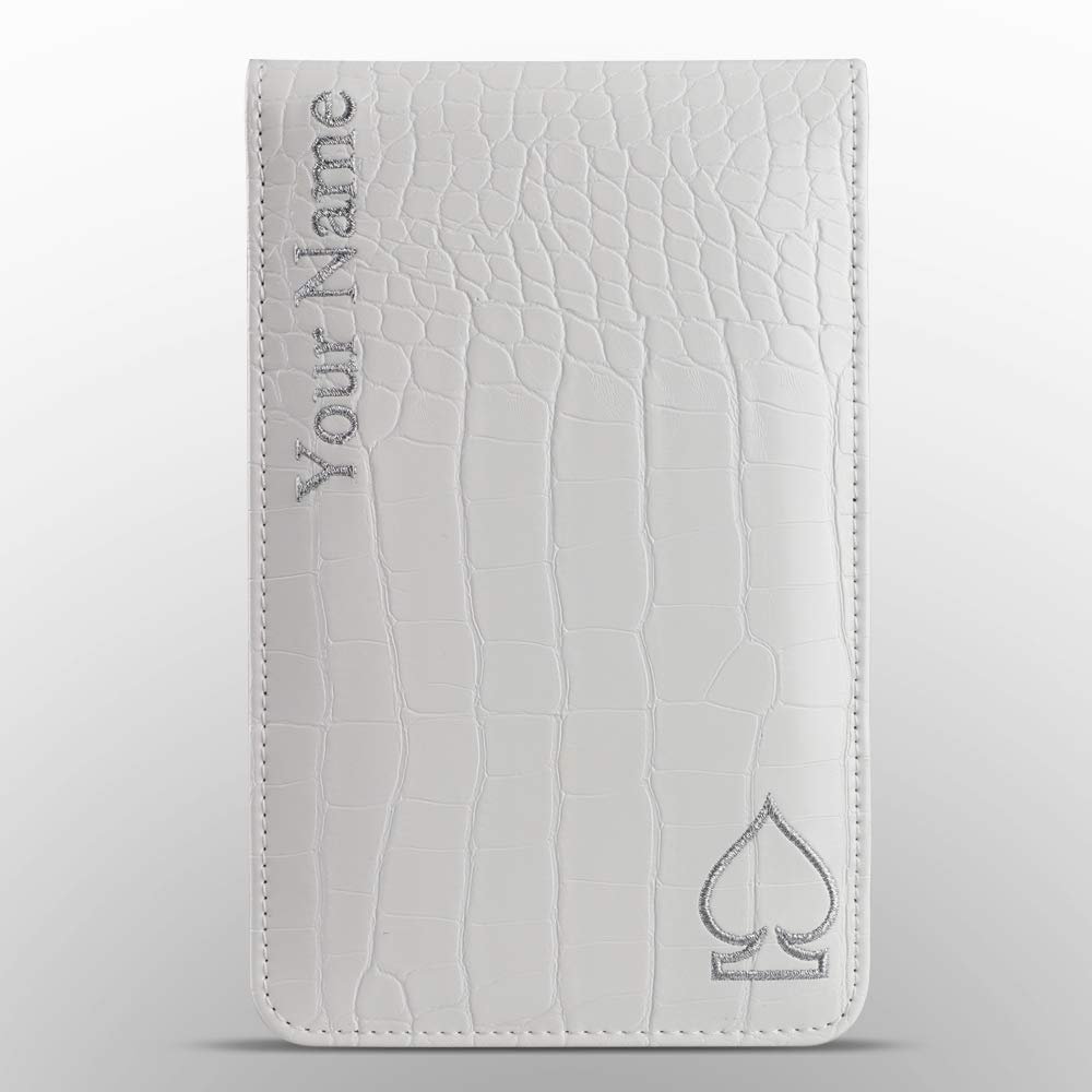 CRAFTSMAN GOLF Personized Custom Crocodile Pattern Golf Scorecard Holder and Yardage Book Cover Case Protector (Custom White)