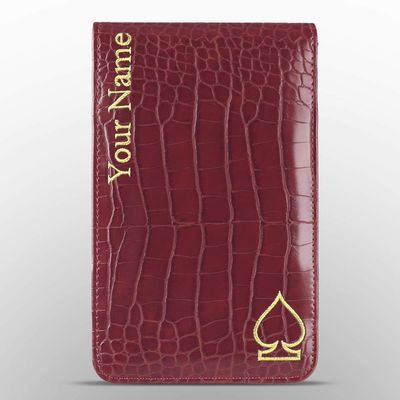 CRAFTSMAN GOLF Crocodile Pattern Golf Scorecard Holder and Yardage Book Cover Case Protector Also Accept Custom Order with Your Name Stitched Customization Version (Custom Red)