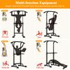 DlandHome Power Tower Pull Up Dip Station Multi-Function Fitness Equipment for Strength Training Adjustable Height Dip Stand for Home Gym, Black view 3