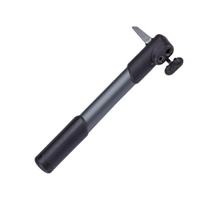 BBB Cycling WindRush S Bike Minipump | Hand Pump with DualHead 3.0 Universal for Presta Dunlop and Schrader | BMP-55 | Grey, 250 mm